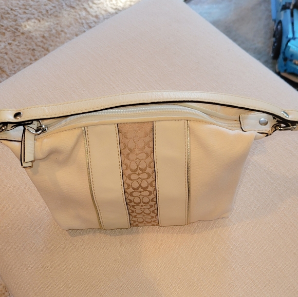 Coach Purse/Ivory-gold brown/Vintage - Picture 1 of 3